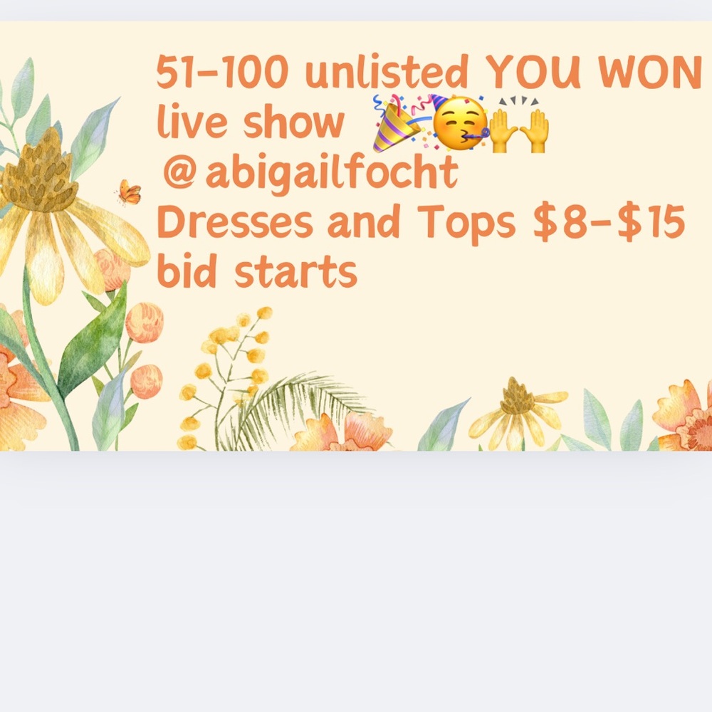You won unlisted items 0-020 $8-$15 bid starts